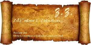 Zámbori Zebulon névjegykártya